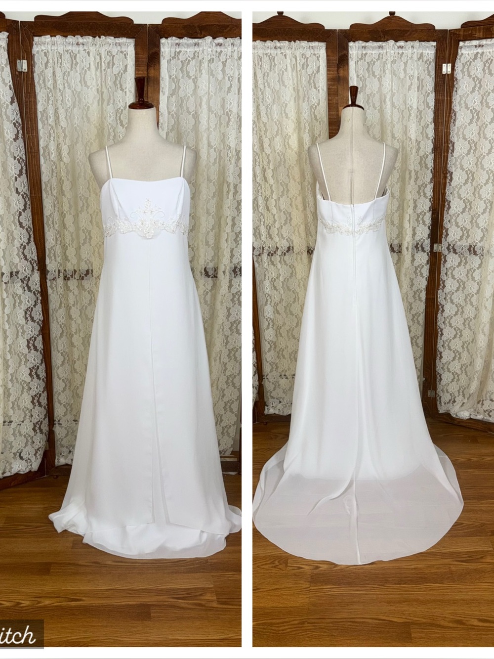 Beautiful Vintage 90s St. Tropez Empire Waist Chiffon Wedding Gown